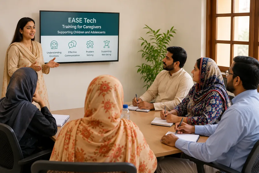 EASE caregiver engagement module illustration
