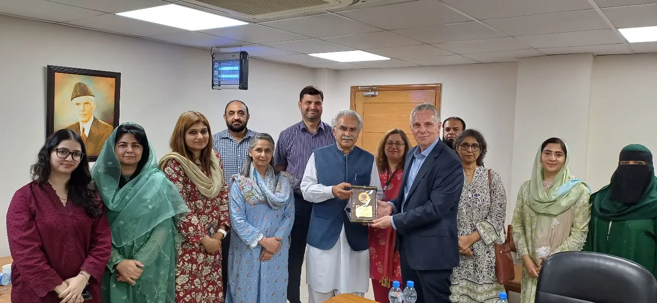 A commemorative shield presented to the British Asian Trust delegation